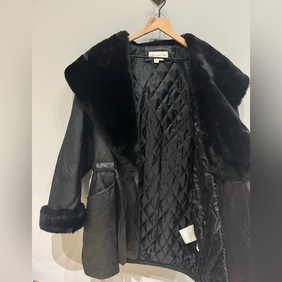 Paris Sport Club Leather Coat with Large Hood and Quilted Lining - Picture 1 of 7